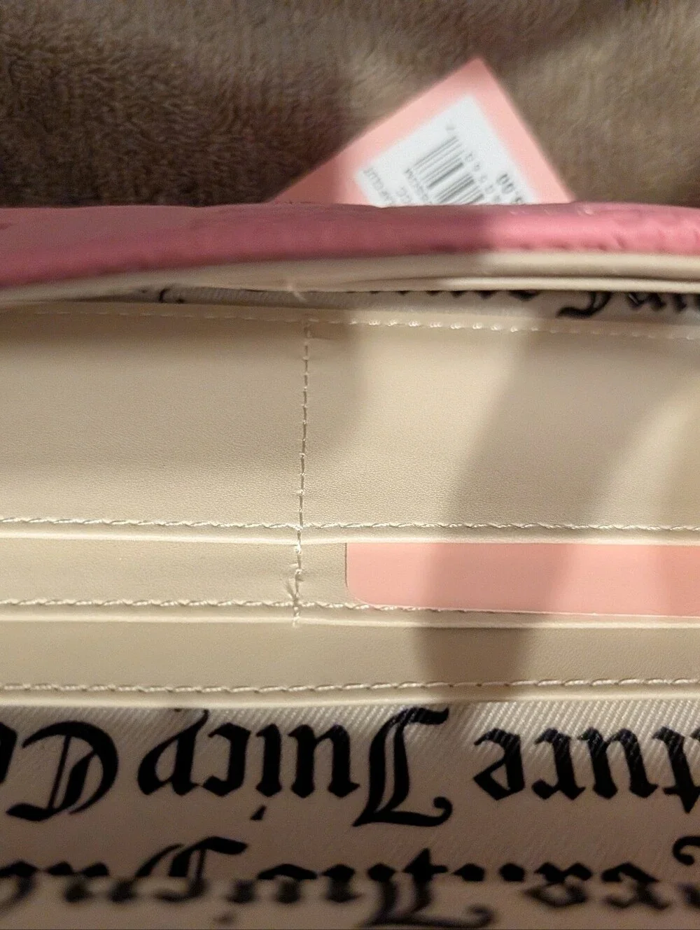 Juicy Couture Pink Checkered Wallet with Gold Logo Plate